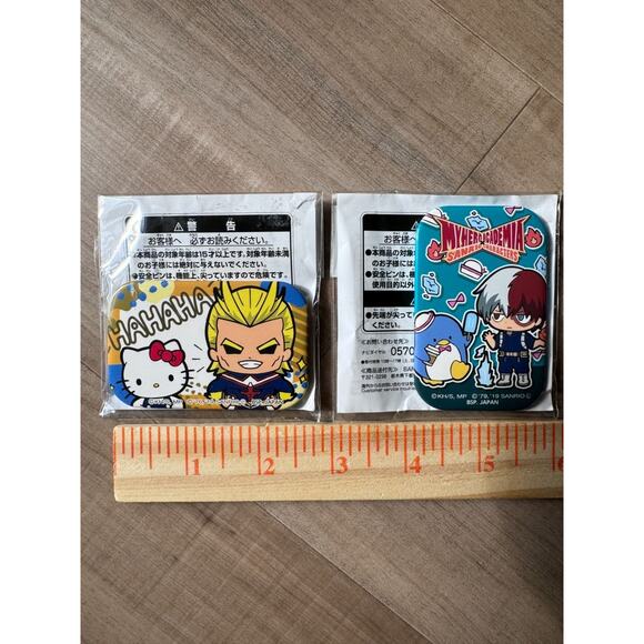 My Hero Academia Sanrio Pin Button Can Badge All Might Hello Kitty Todoroki Sam - Picture 1 of 4